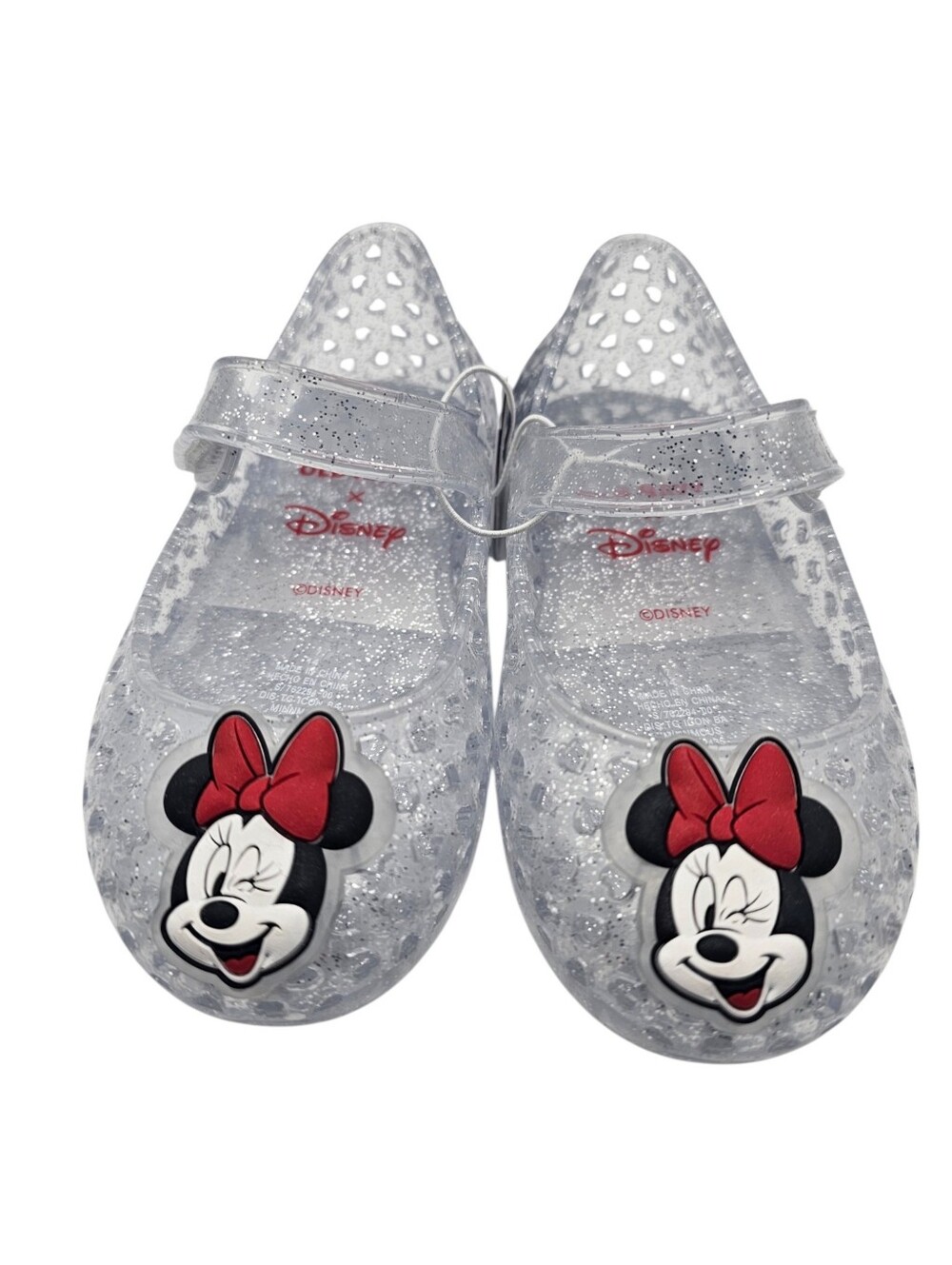 Old Navy x Disney Minnie Mouse Jelly Mary-Jane Flats Clear Glitter NWT